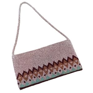 Vintage Beaded,Shades Of Mauve And Teal stunning beaded bag. Moyna